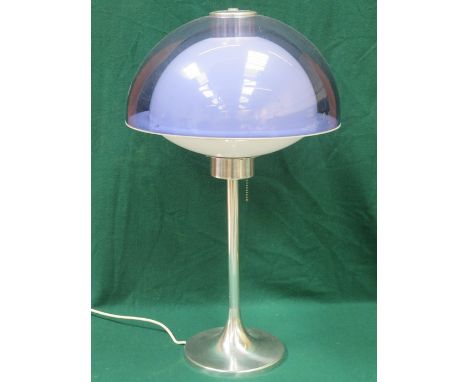 MODERN STYLISH CHROME TABLE LAMP WITH COLOURED PLASTIC SHADE, APPROXIMATELY 67cm HIGH 