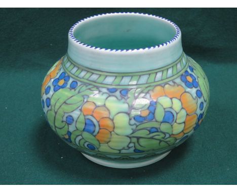 CROWN DUCAL TUBE LINED CERAMIC VASE, SIGNED BY CHARLOTTE RHEAD AND NUMBERED '148' TO BASE, APPROXIMATELY 15cm HIGH 