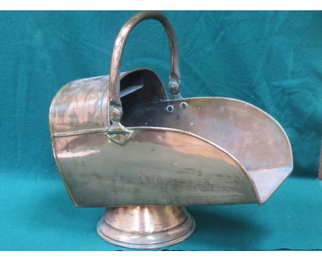 VINTAGE COPPER COAL SCUTTLE WITH SWING OVER HANDLE
