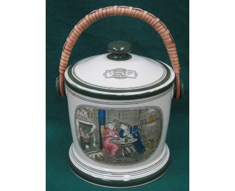 ADAMS TUNSTALL CERAMIC BISCUIT BARREL WITH ILLUSTRATIONS FROM DICKENS 