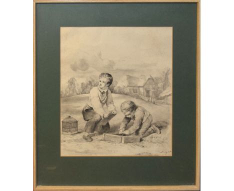 After William Collins, "The Stickleback Fisher", black and white lithograph, published 1822, 27 x 34cm, together with 2 simil