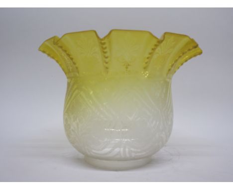 Yellow glass oil lamp shade with floral design   