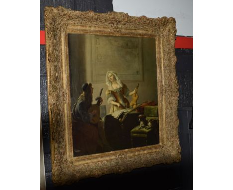 20th Century ornate picture frame, currently containing a print, sight size 58 x 48cm