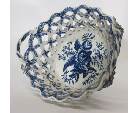 Worcester porcelain basket with the pine cone pattern, 19cm diam