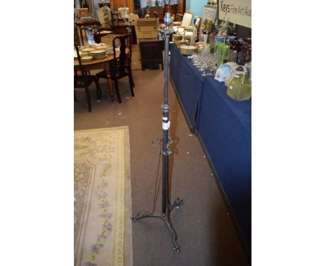 Arts &amp; Crafts style adjustable standard lamp, 149cm high