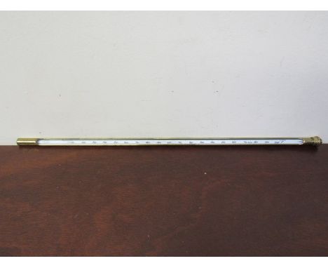 A brass cased atmospheric thermometer with glass and mercury tube, Fahrenheit scales signed Short & Mason, London, no. 101503