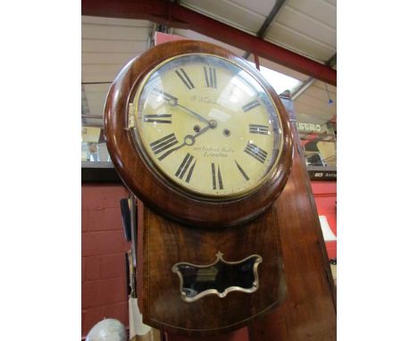 A mid 19th Century mahogany drop dial wall clock with painted wooden 10" dial signed J (John) Tritschler & Co, 102 Oxford St,