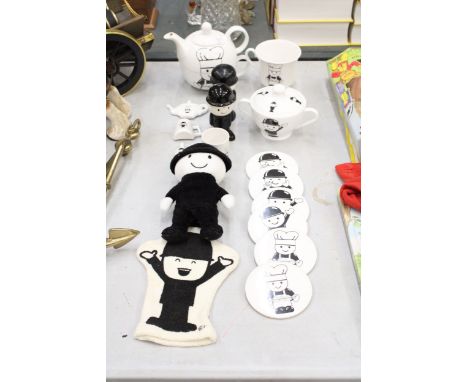A COLLECTION OF HOMEPRIDE 'FRED' ITEMS TO INCLUDE A TEA FOR ONE TEAPOT, SUGAR BOWL, MUG, MAGNETS, COASTERS, FIGURE, SALT AND 