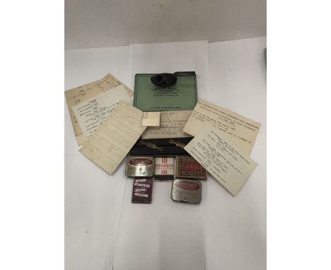 A BOX OF BRYANT AND MAY BRAIDED CIGAR LIGHTS TOGETHER WITH A NOVELTY PIPE, TINS, ETC.,