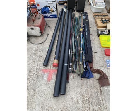 A LARGE ASSORTMENT OF VARIOUS FISHING RODS