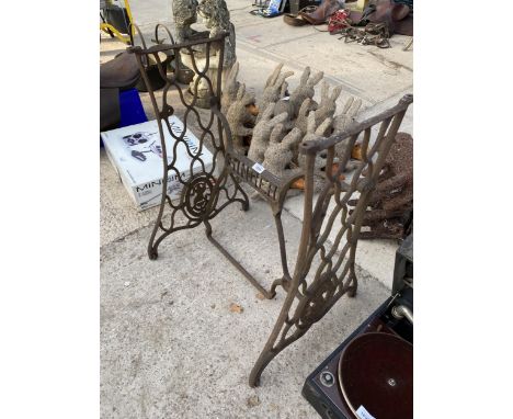 A VINTAGE SINGER SEWING MACHINE TREADLE BASE