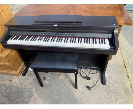 AN HP-2E ROLAND DIGITAL PIANO AND STOOL