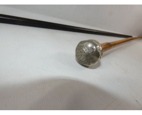A CHESHIRE REGIMENT OFFICERS SWAGGER STICK AND ANOTHER STICK