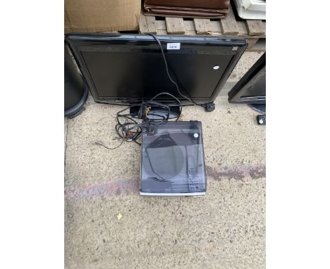 A SONY PORTABLE RECORD PLAYER AND A LOGIK TELEVISION