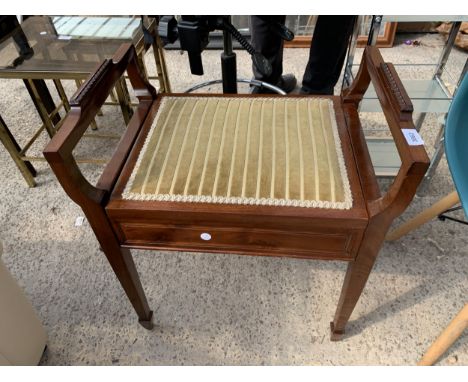 AN EDWARDIAN STYLE MAHOGANY PIANO STOOL