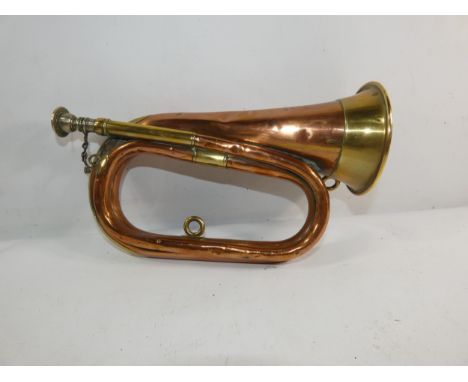 A VINTAGE COPPER AND BRASS HENRY RILEY BUGLE