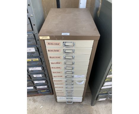 A MINIATURE 15 DRAWER TRIUMPH METAL FILING CABINET