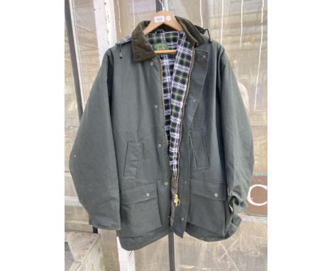 A GENTS XXL GREEN BELT WAX JACKET