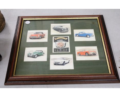 A FRAMED AND GLAZED MONTAGE OF CLASSIC CARS
