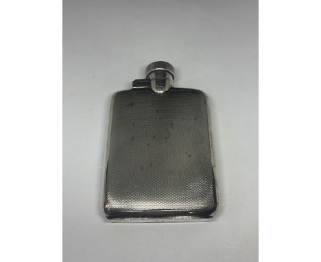 A HALLMARKED BIRMINGHAM SILVER HIP FLASK GROSS WEIGHT 109.3 GRAMS