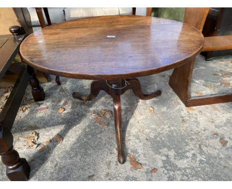 A 19TH CENTURY CUT DOWN TRIPOD TABLE, 33" DIAMETER