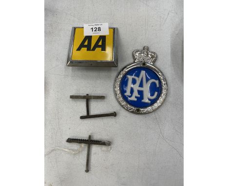 TWO VINTAGE BADGES TO INCLUDE AUTOMOBILE ASSOCIATION AND RAC