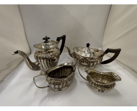 A LATE 19TH CENTURY SILVER PLATED FOUR PIECE TEA SERVICE