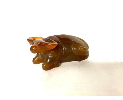A POSSIBLY JADE BUFFALO, HEIGHT 3CM, LENGTH 6CM