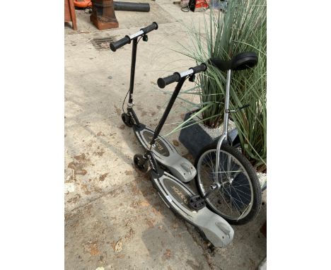 TWO RAZOR SCOOTERS AND A UNICYCLE