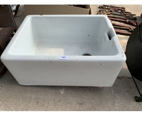 A WHITE GLAZED BELFAST SINK
