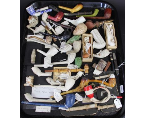 A collection of 19th century clay pipes, fragments and related tampers etc; to include a patented mahogany long pipe box encl