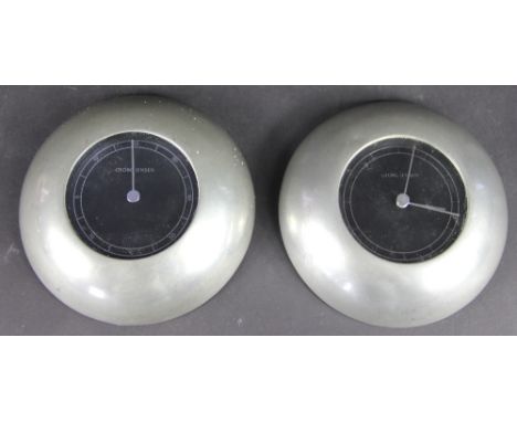 Andreas Mikkelsen for Gorg Jensen - a white metal time piece and matching barometer, 14cm 