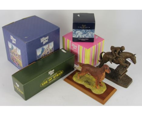 A Lilliput Lane Gurtrude's Garden; Collectors Club Cottage and Age of Steam model, all in original boxes; a bronzed steeplech