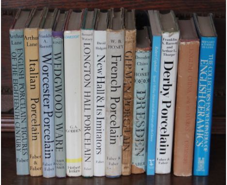 A collection of English porcelain reference books, to include TOWNER (D), THE LEEDS POTTERY, 1963; CAUGHLEY AND COALPORT PORC