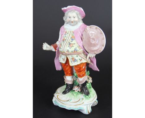 A Derby porcelain figure, late 18th century, decorated in polychrome enamels and modelled as the actor John Quin in the role 