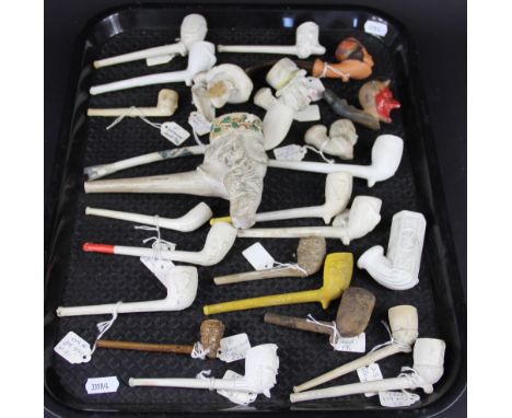 A collection of 19th century clay pipes, to include a large pipe of Bacchus by C. Crop London, a French Gambier bowl of Ruben