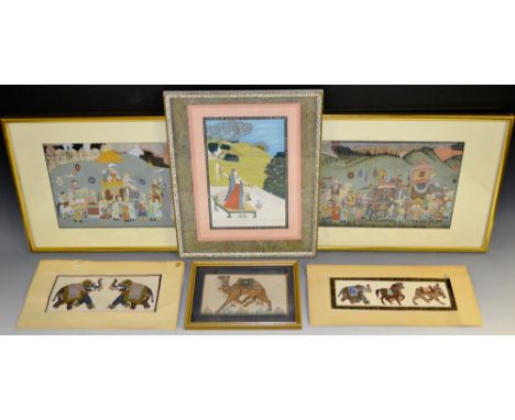 A K Raina (Kangra School)Ragini Grunakali label to verso, watercolour and gouache, 22.5cm x 15cm; other Indian watercolours a