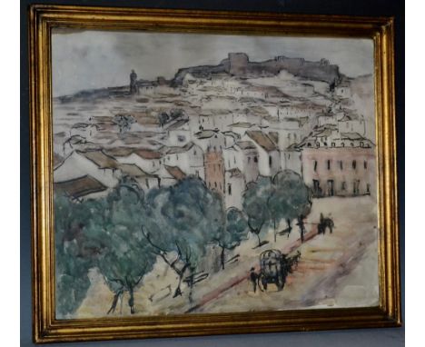 M. Harrison (early 20th century)A Town in Tuscany signed, watercolour, 38cm x 45cm, framed