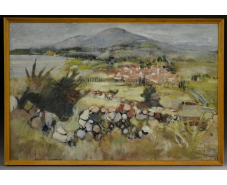 M Barry Hinchliff (20th century)Evening Comes to La Palmalabel to verso, oil on hardboard, 59cm x 89cm