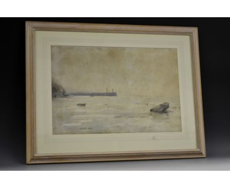 Sir Frank Short (1857 - 1945)Seascape Lighthousesigned, watercolour, 33cm x 49cm