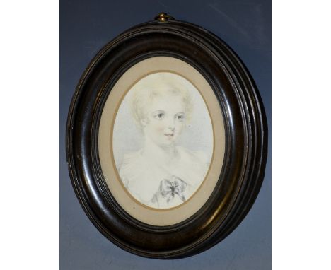 English School (19th century), a portrait miniature, of a young girl, her dress tied with a ribbon, signed McC** and dated 18