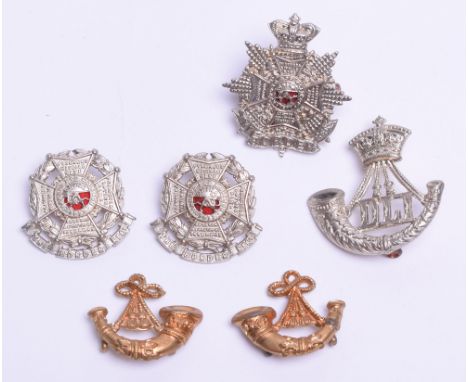 Victorian Border Regiment Cap & Collar Badge Set being other ranks issue with two lug fittings on the reverse of each badge. 