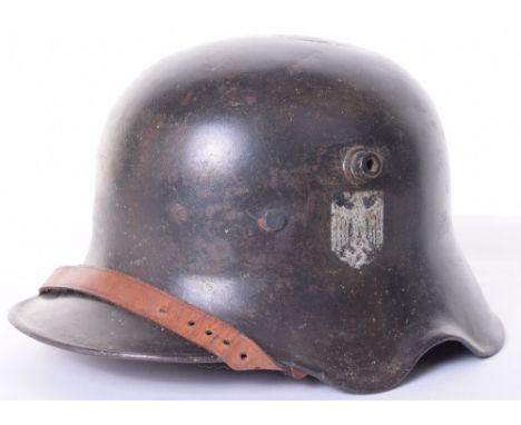Scarce M-18 Cavalry Cut Out Transitional Steel Helmet, being an example with single German army (heer) decal to the side, app