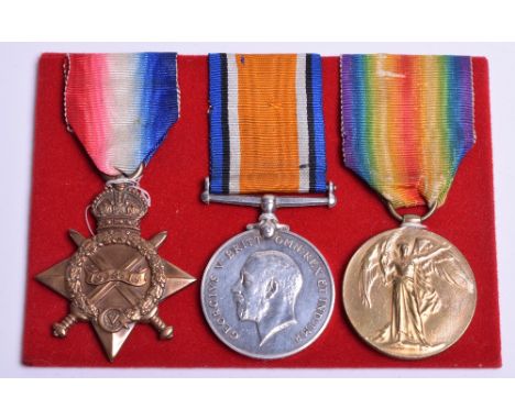 Great War 1914-15 Star Medal Trio Northamptonshire Regiment, the medals were awarded to “21173 PTE A E LAMB NORTH’N R”. Medal