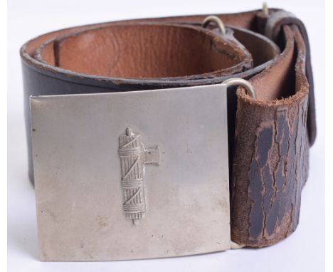 1st Pattern British Union of Fascists (B.U.F) Belt and Buckle, wide black leather belt stamped to the end “GUARANTEED ALL BRI