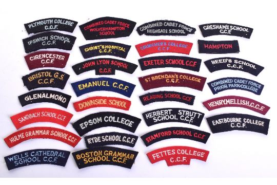 Quantity of Cloth CCF & OTC Schools Shoulder Titles, all being ...