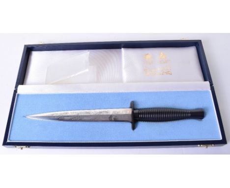 Wilkinson Sword Operation Desert Storm Commemorative Fairbairn Sykes (F.S.) Commando Knife, one side of the blade is etched t