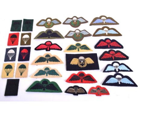 Selection of Cloth Paratroopers Jump Wings, all being post war examples for various services, including Army, Gurkha, Royal N