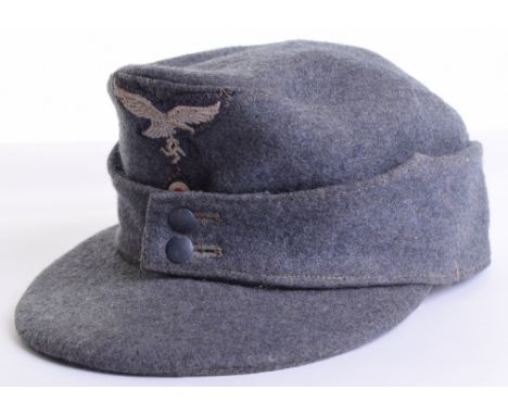 Luftwaffe M-43 Field Cap of fine quality Luftwaffe blue wool with stitched embroidered other ranks cap eagle and bevo cap coc