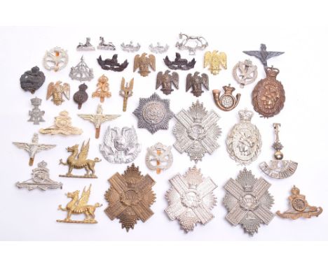 Selection of British Regimental Badges, consisting of cap badges, pouch badges, collar badges and arm badges. Various regimen